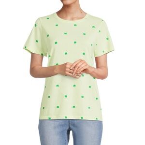 Celebrate! St. Patrick’s Day large yellow top with green Shamrocks